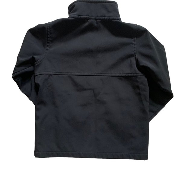 Lands' End Kids Fleece Lined Jacket size Small 4 Black Blue Zip Trim Wind Resist - Picture 2 of 6